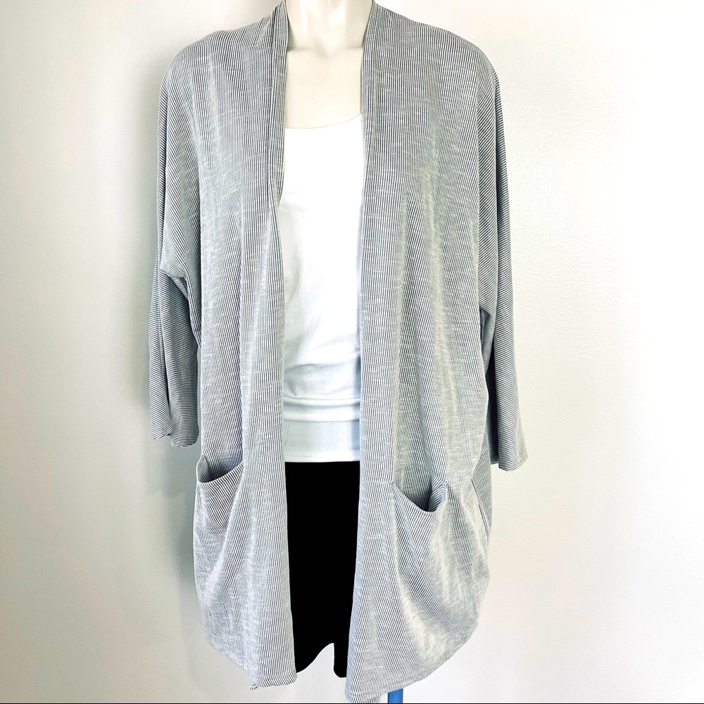 DONNI Slouchy sweater long STRIPE grey white KNIT OSFA  ONE SIZE FITS ALL